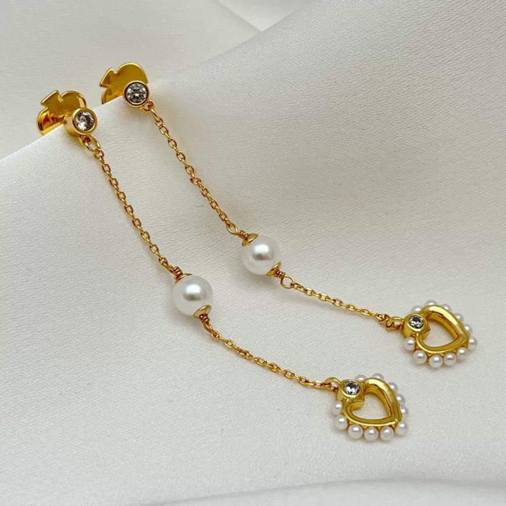 Kendra Scott Zircon Pearl Inlaid Heart Earrings